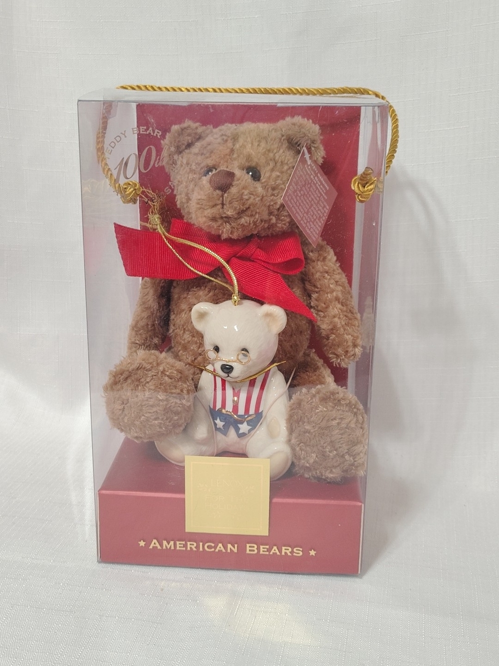 July 4th Decor A Lenox American Teddy Bear 100th Anniversary Plush And Ornament